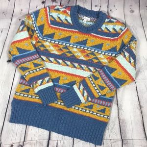 L.L. Bean Signature 100% Cotton Heavy Duty Sweater EUC Size Medium Blue Orange